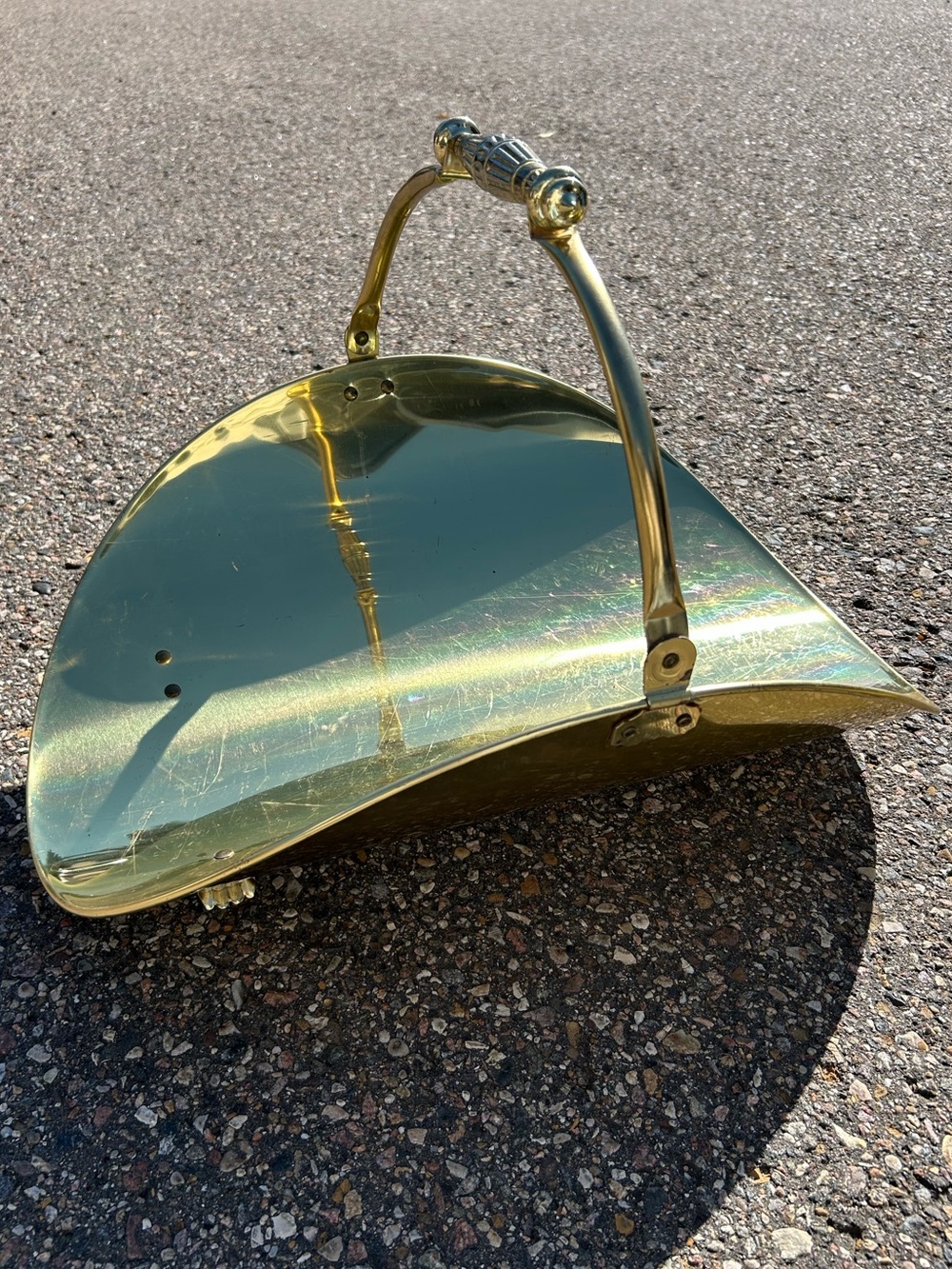 Vintage MCM Brass Footed Fireplace Log Holder Basket